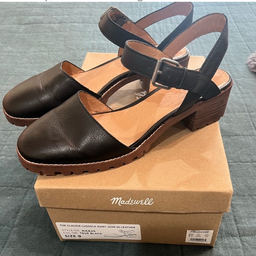 Madewell Claudie lug sole Mary Jane sandals black size 9.